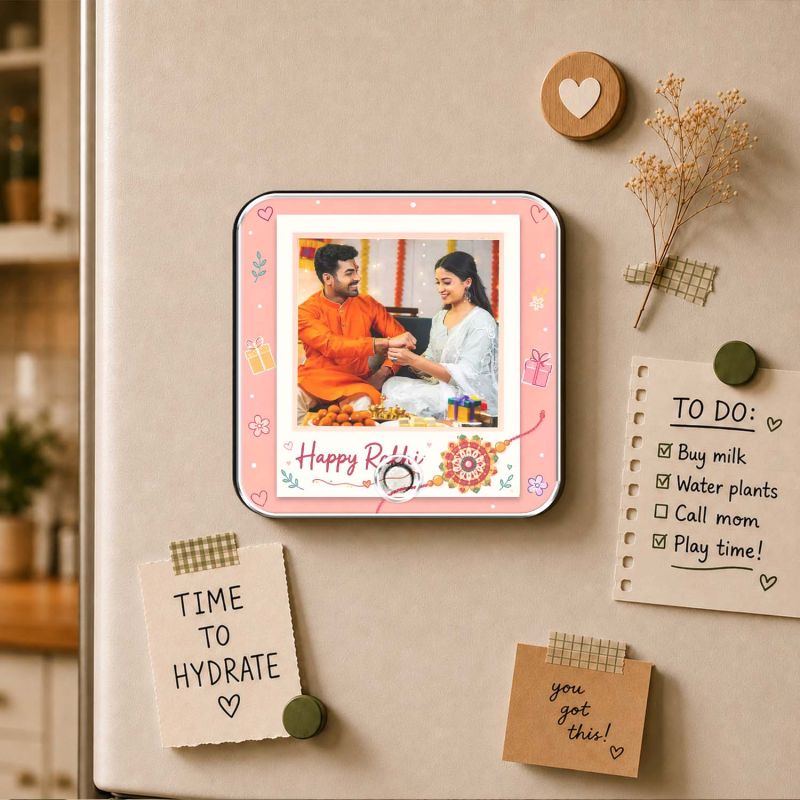 Custom Raksha Bandhan Musical Fridge Magnet Personalized Photo Song & Voice Message Gift  Rakhi Surprise for Siblings